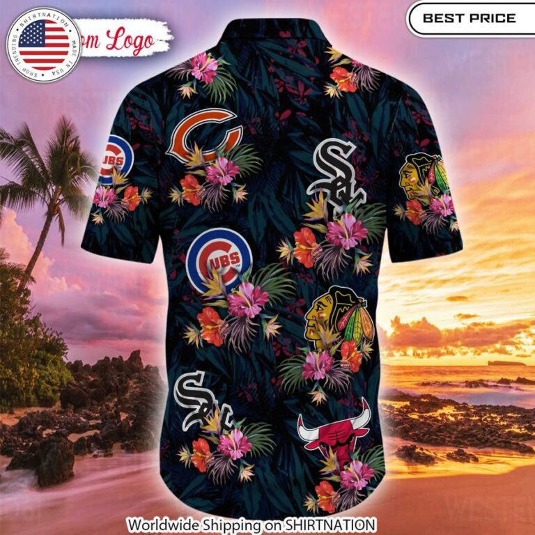 Chicago Bulls Chicago Cubs Chicago White Sox Chicago Blackhawks Hawaiian Shirt Iconic Chicago franchises