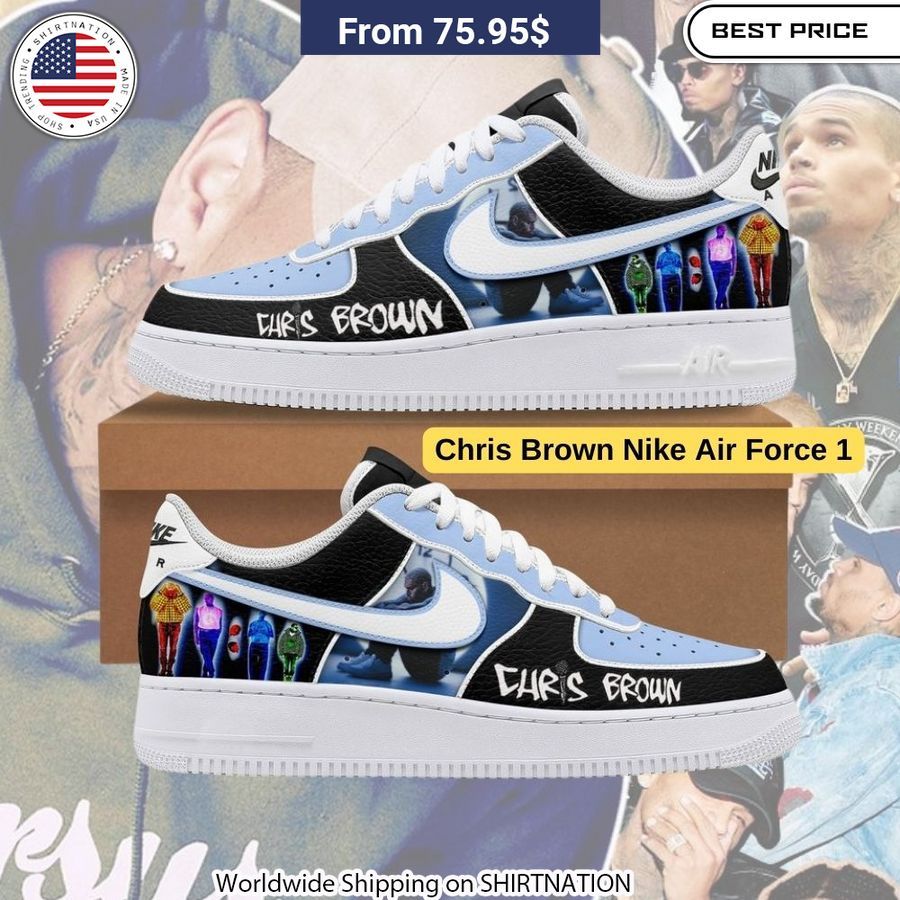 Bold Chris Brown-inspired design on classic Nike Air Force 1 silhouette.