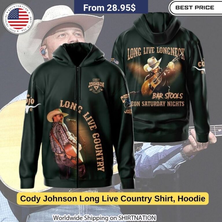 Embrace Cody Johnson's authentic country style in the Long Live Country Hoodie, featuring durable construction and 3D graphics that pop.