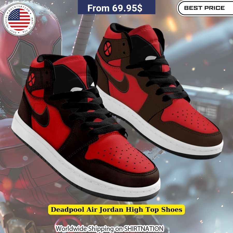 Durable Deadpool Themed Nike Air Jordan High Tops