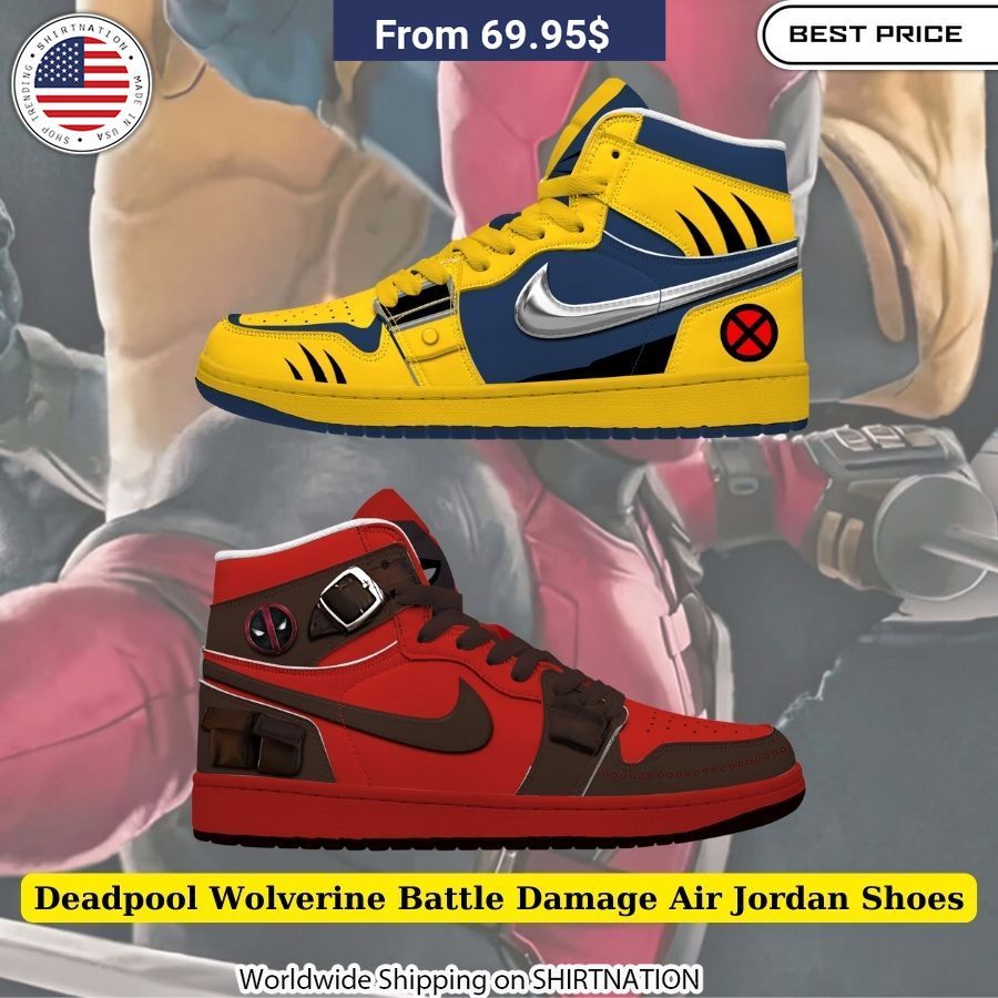 Deadpool Wolverine Battle Damage Air Jordan Shoes Custom Air Jordans