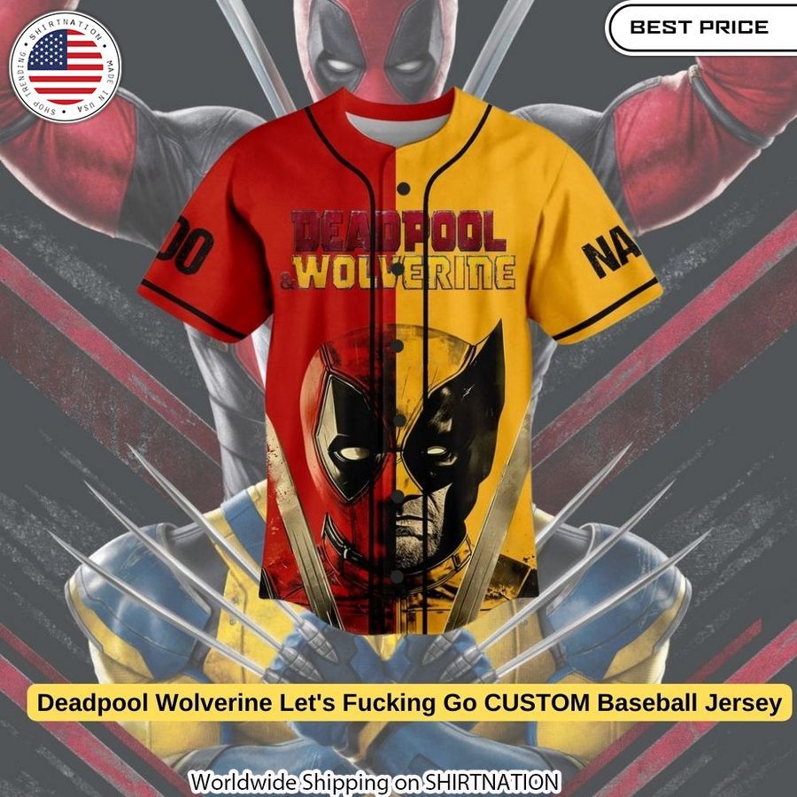 Express your love for Marvel's most sarcastic mercenary with this eye-catching Deadpool Wolverine jersey exclusive to Shirtnation.