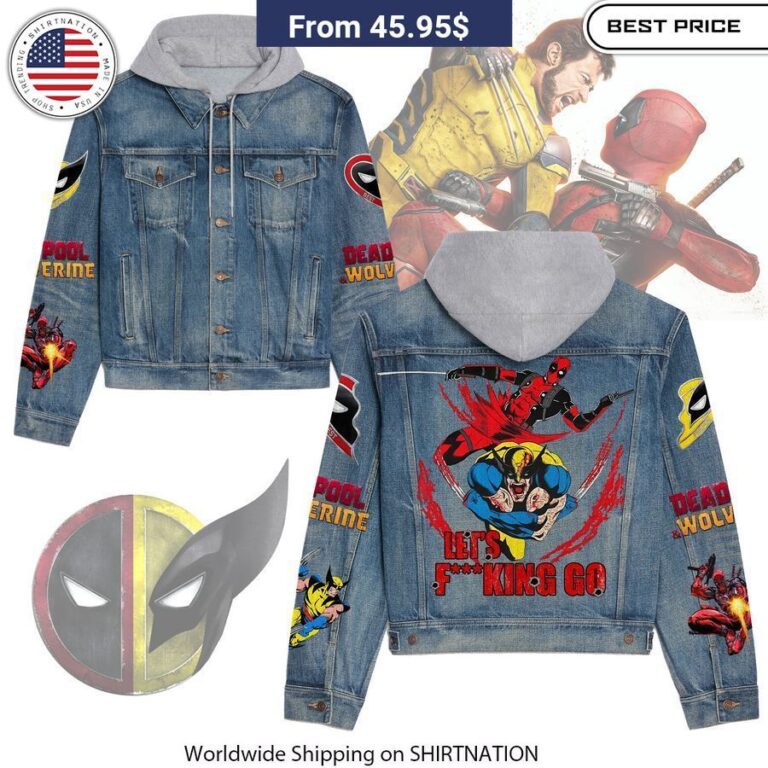 Deadpool Wolverine Let's Fucking Go Hooded Denim Jacket Shirtnation Exclusive Collection