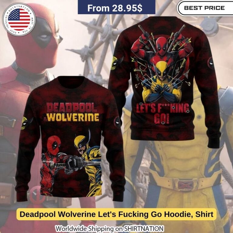 Experience unbeatable comfort and bold style in the Deadpool Wolverine Let's Fucking Go Sweatshirt