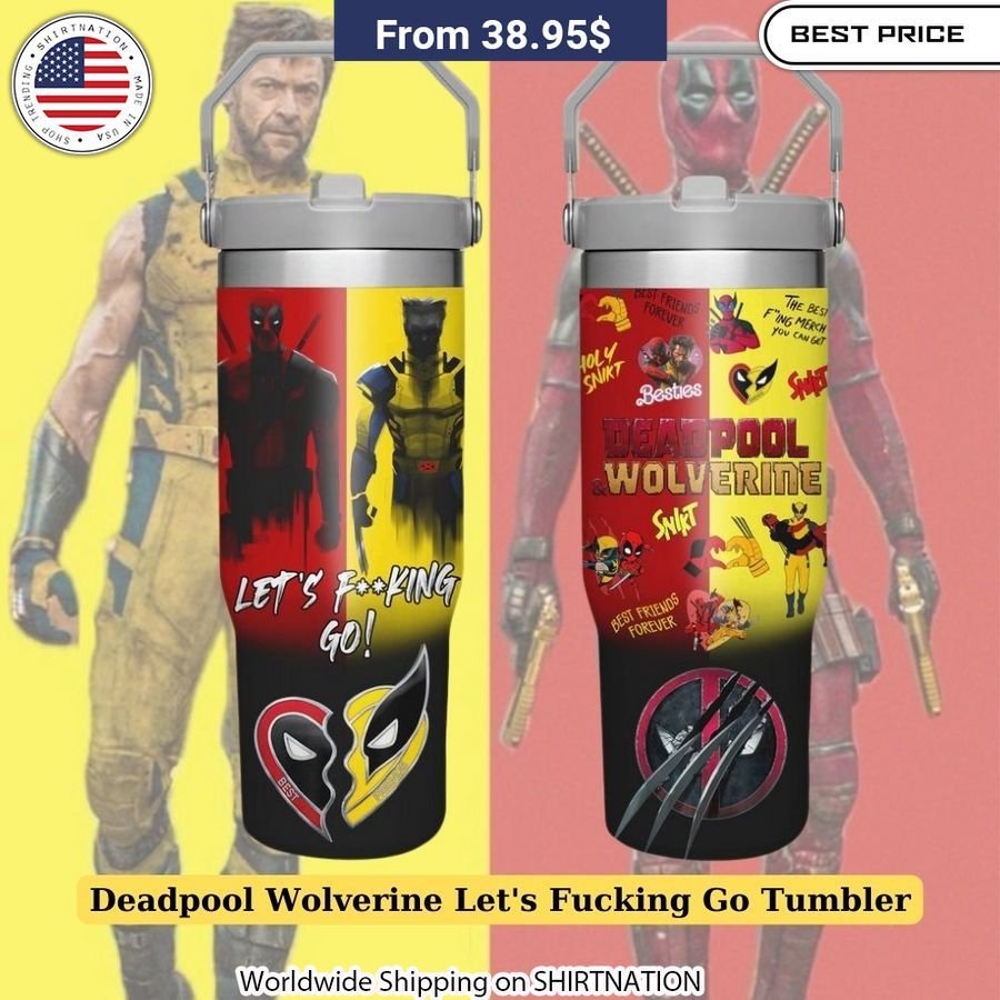 Deadpool and Wolverine team up on this insulated stainless steel tumbler, perfect for keeping drinks hot or cold.