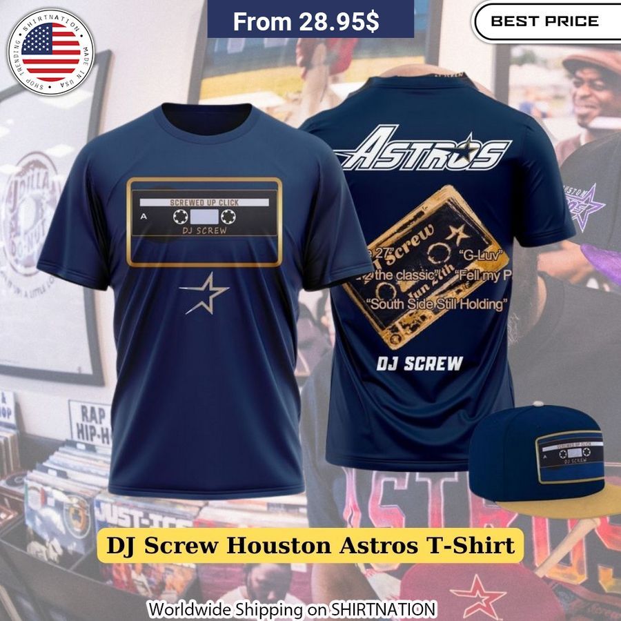Soft, breathable 35% cotton, 65% polyester blend DJ Screw Astros tee for all-day comfort.