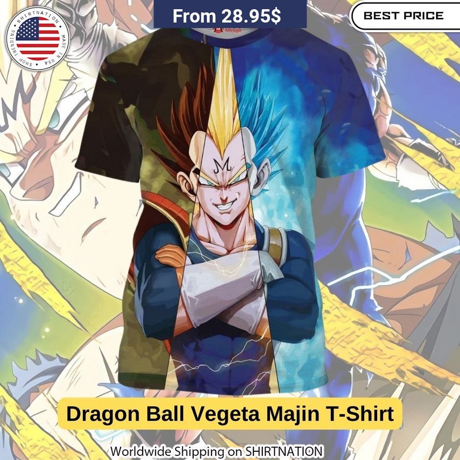 Showcase your love for the Dragon Ball franchise with a high-quality Vegeta Majin t-shirt, officially licensed by Shirtnation.