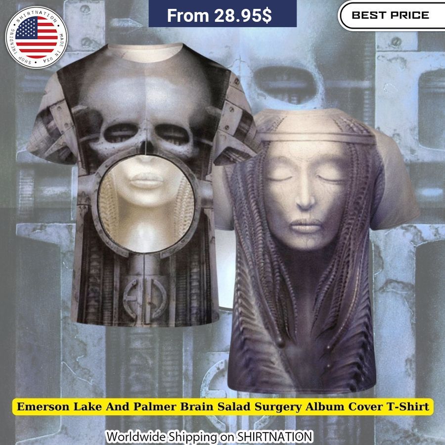 Emerson Lake And Palmer Brain Salad Surgery Album Cover T-Shirt Classic rock tee