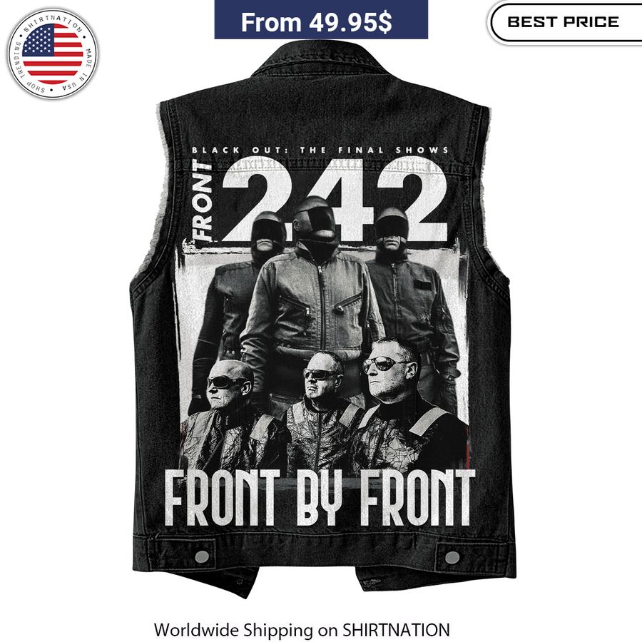 Front 242 Front by Front Sleeveless Denim Jacket Premium Quality Collectible Front 242 Merchandise