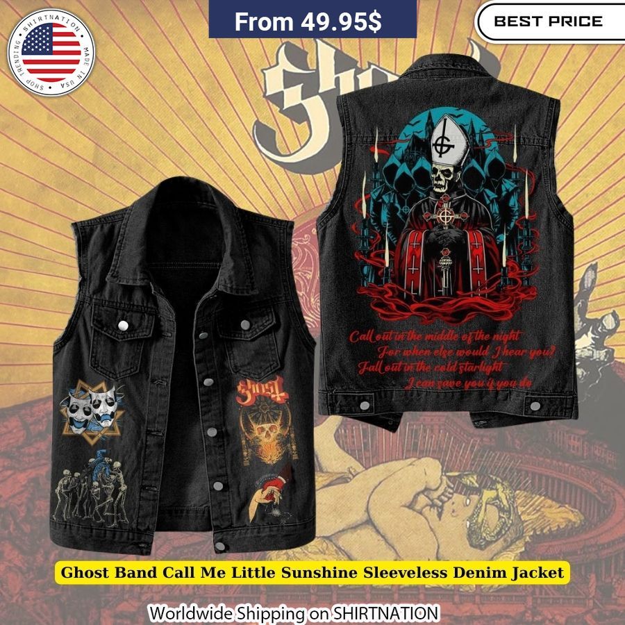 Must-Have Ghost Band Call Me Little Sunshine Sleeveless Denim Jacket