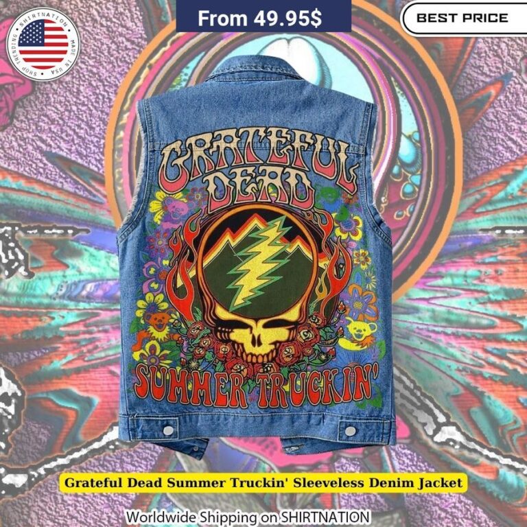 Grateful Dead Summer Truckin' Sleeveless Denim Jacket Iconic American band