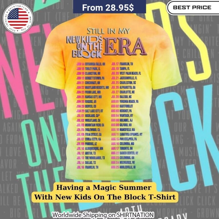 Versatile fashion choice for NKOTB fans, perfect for concerts, casual summer outings, or adding retro flair to any outfit.