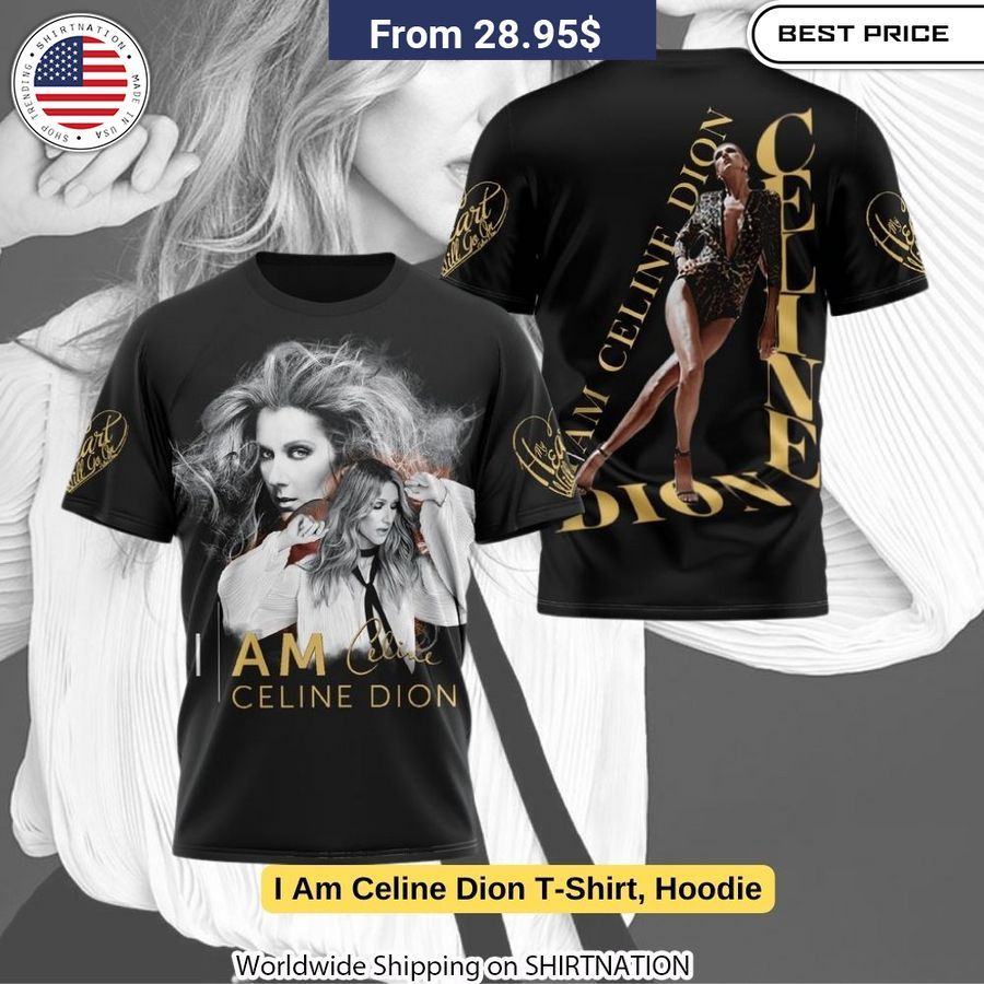 Soft, breathable I Am Celine Dion graphic tee featuring vibrant print of the iconic singer on 35% cotton 65% polyester blend.