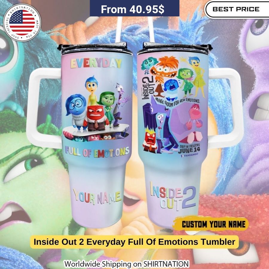 Express your emotions every day with the Inside Out 2 Everyday Full Of Emotions Tumbler.