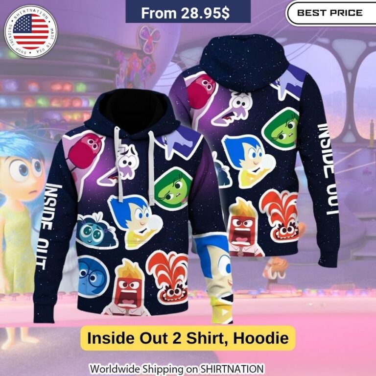 Cozy Inside Out 2 hoodie with a bold character design, perfect for fans of the heartwarming Pixar film.