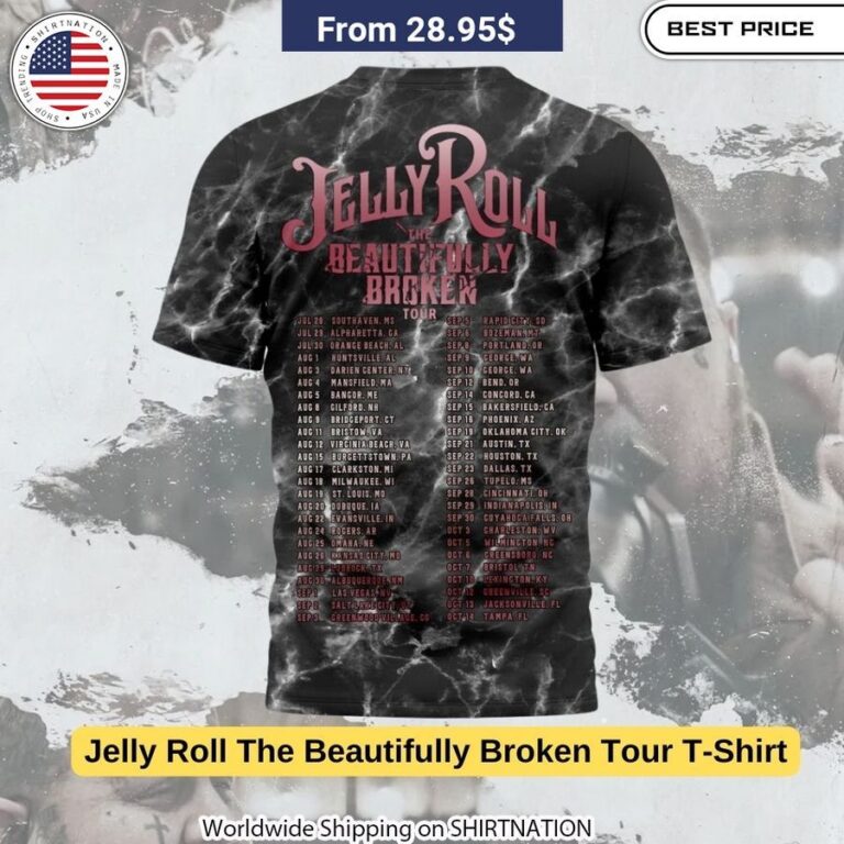 Versatile black heather Jelly Roll t-shirt for men and women, ideal for concerts and casual wear.