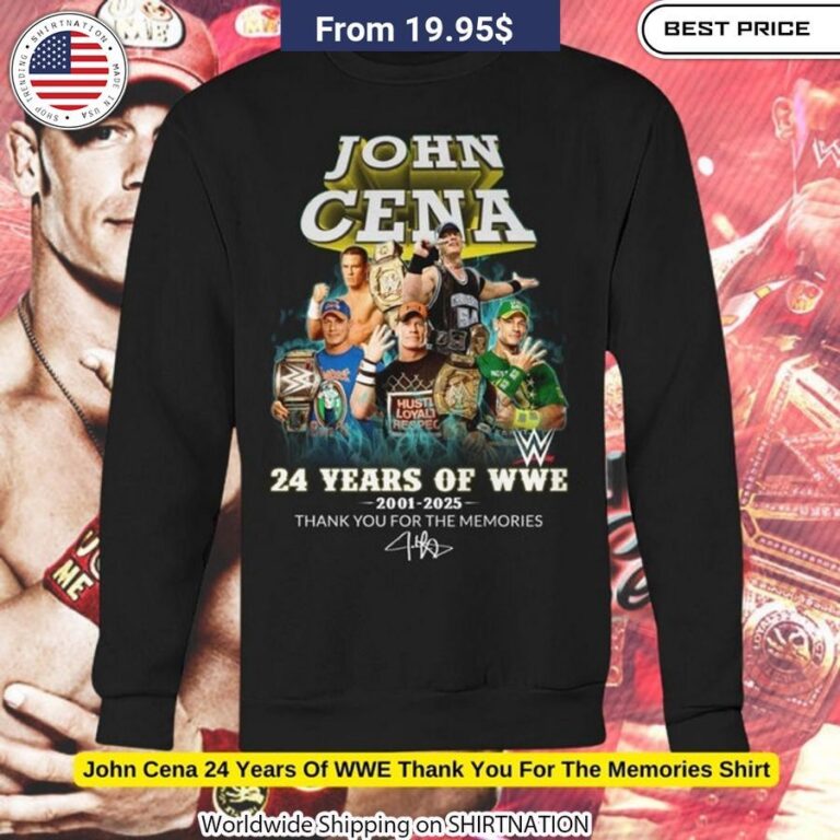 John Cena 24 Years Of WWE Thank You For The Memories Shirt Lovely smile