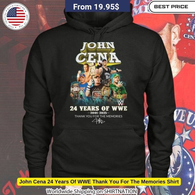 John Cena 24 Years of WWE Thank You for the Memories Shirt Unforgettable and Memorable 