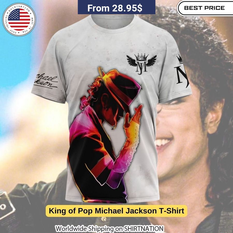 Vibrant colors capture the energy and style of the King of Pop on this tribute tee.