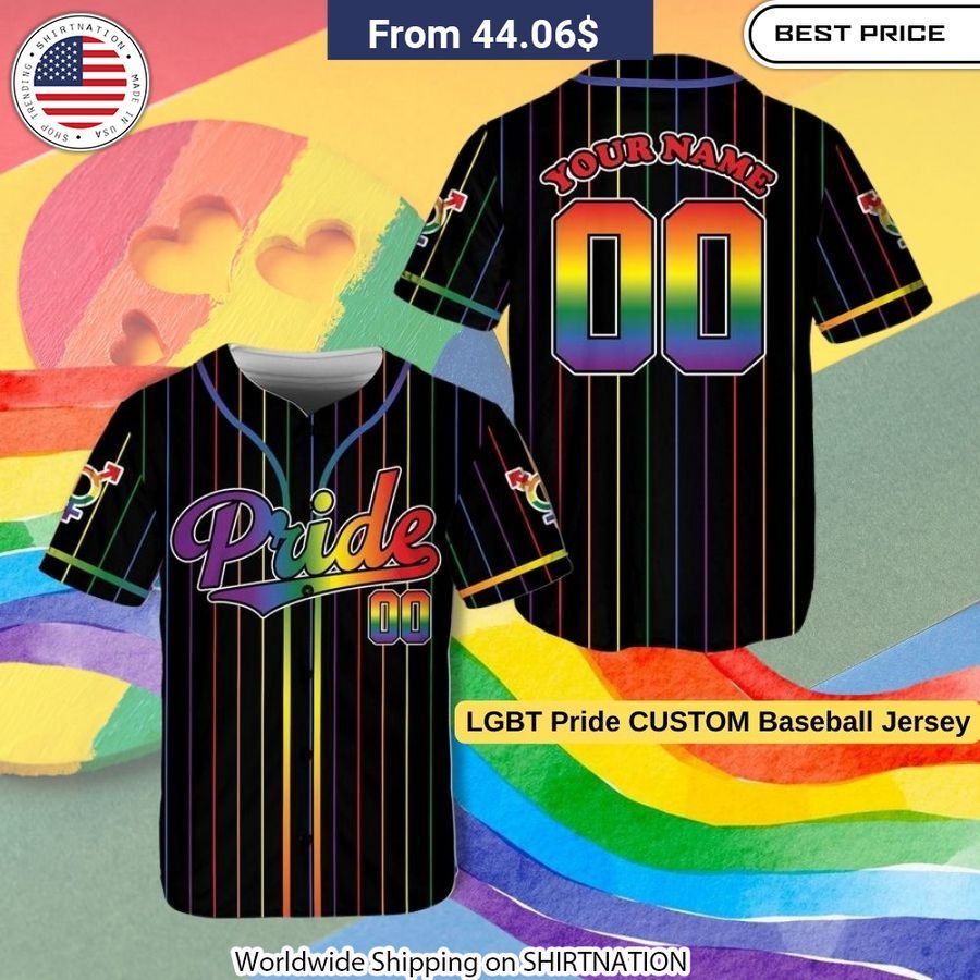Personalized LGBT Pride jersey with your name and number for a unique statement piece.