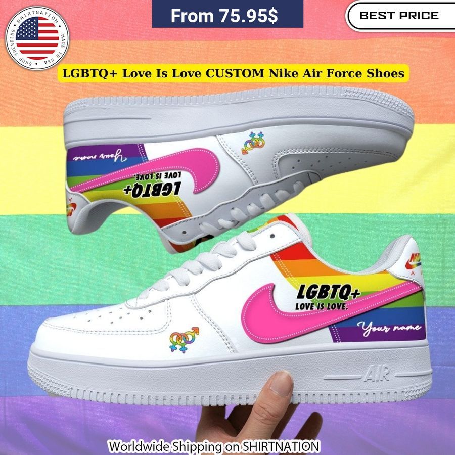 LGBTQ+ Love Is Love CUSTOM Nike Air Force Shoes Vibrant Rainbow-Themed