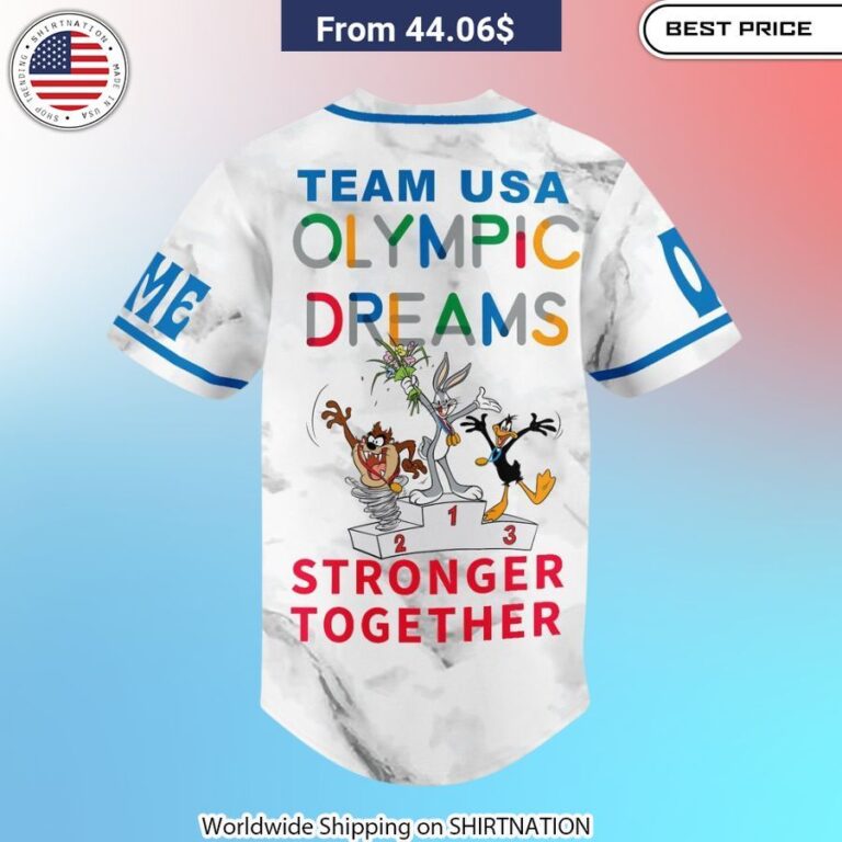 Looney Tunes Team USA Olympic Dreams Stronger Together Baseball Jersey Moisture-wicking fabric