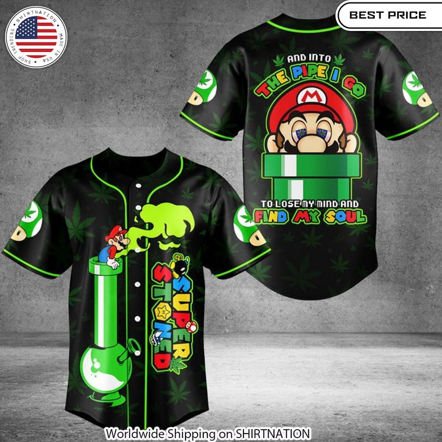 Mario Super Stoned Find My Soul Baseball Jersey Retro gaming fashion