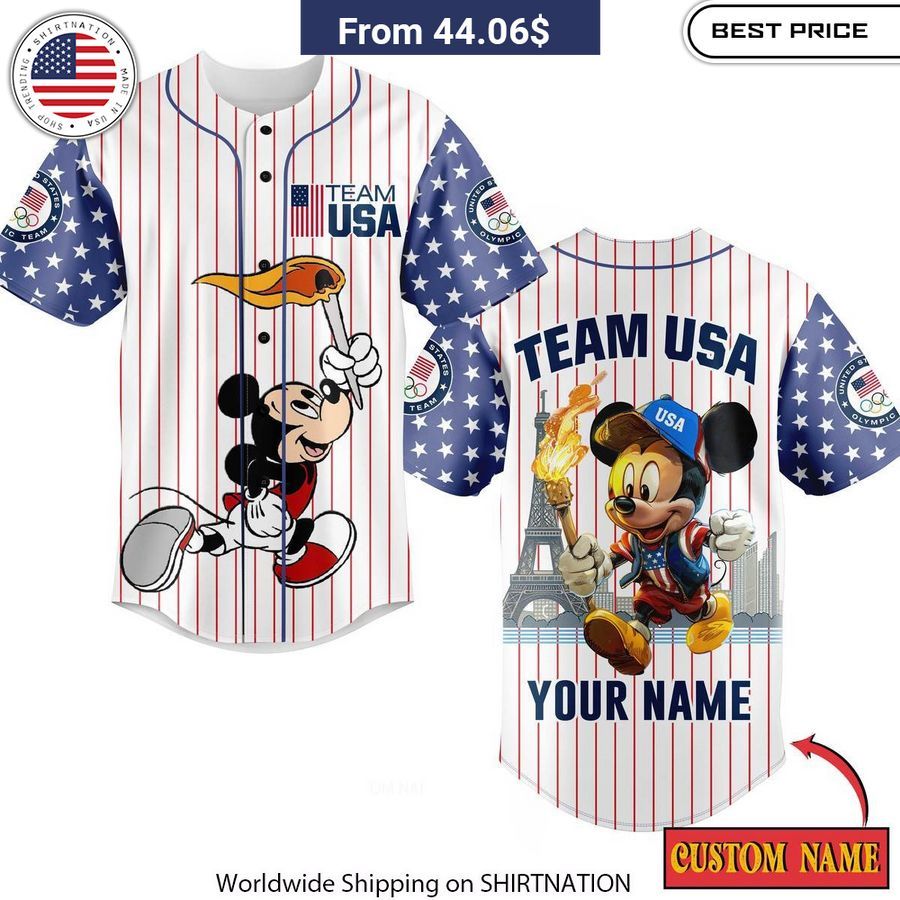 Mickey Mouse Team USA Olympic 2024 CUSTOM Baseball Jersey Iconic Mickey Mouse graphics