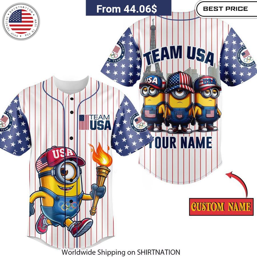 Trendy, fashionable athleisure Minion Team USA Olympic 2024 CUSTOM Baseball Jersey