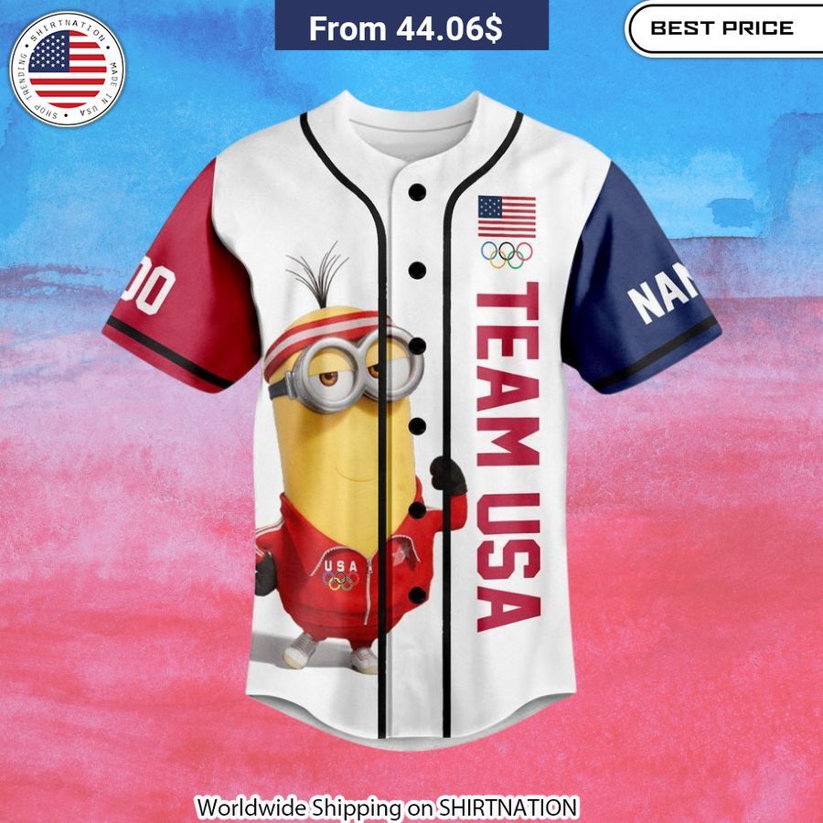 Minion Team USA Olympic Paris 2024 Baseball Jersey Minion-themed athletic apparel Animated franchise commemorative clothing