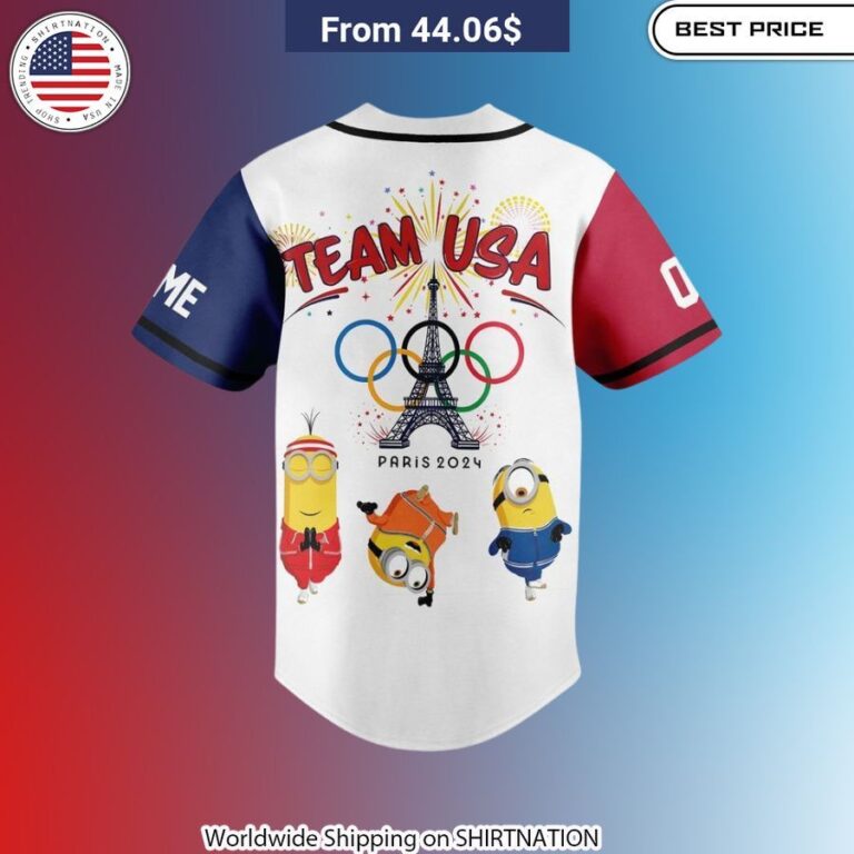 Minion Team USA Olympic Paris 2024 Baseball Jersey Minion-decorated USA Olympic team top