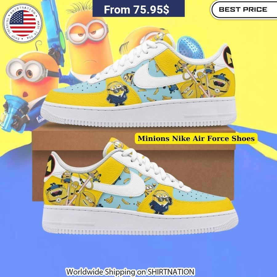 Minions Despicable Me 4 Nike Air Force Shoes Vibrant yellow Minions-themed sneakers