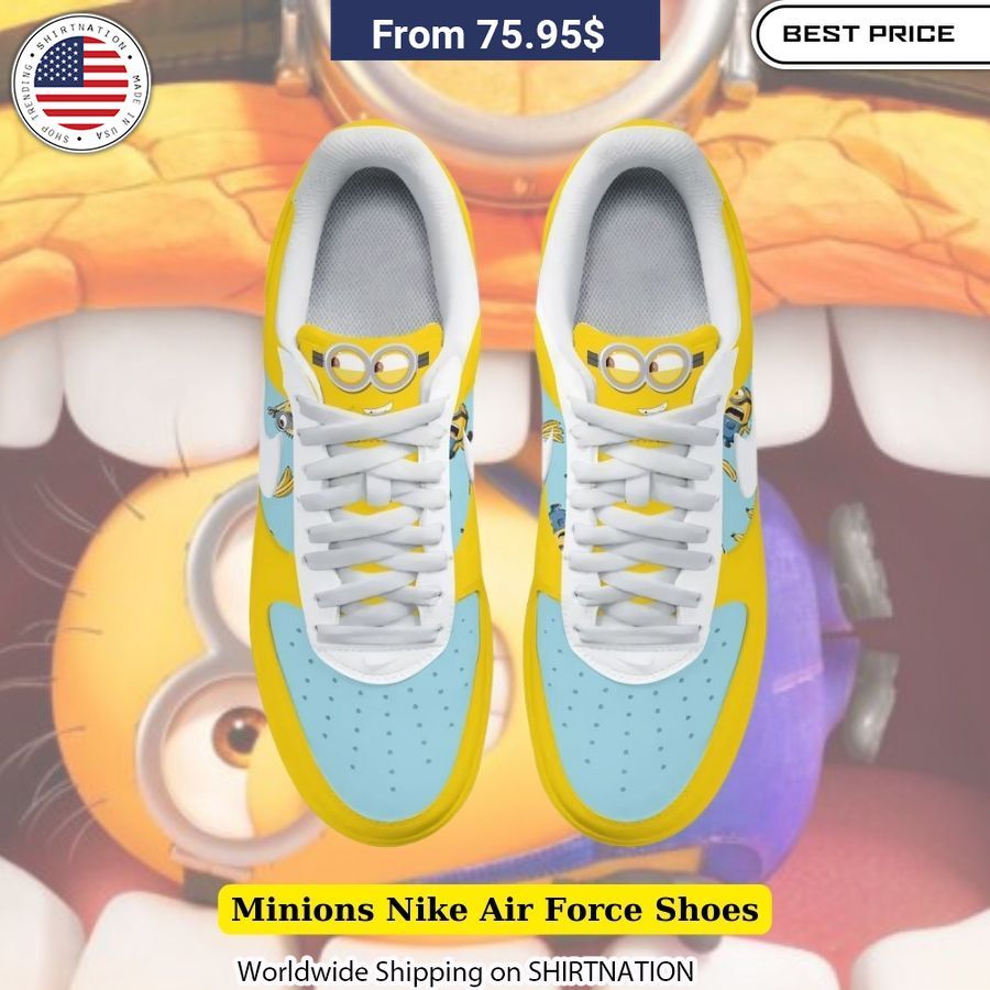 Minions Despicable Me 4 Nike Air Force Shoes Comfortable and breathable perforated upper