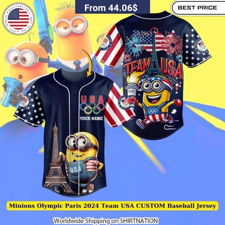 Playful and Vibrant Minions Olympic Paris 2024 Team USA CUSTOM Baseball Jersey