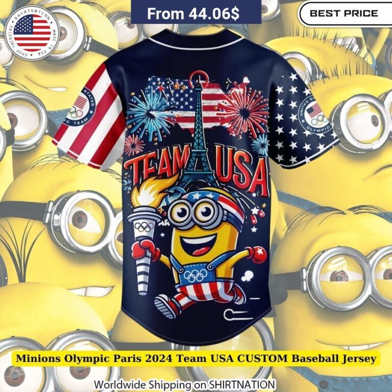 Comfortable and Moisture-Wicking Minions Olympic Paris 2024 Team USA CUSTOM Baseball Jersey