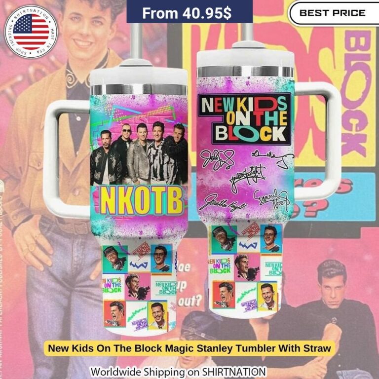 Showcase your love for the iconic boy band with the vibrant, laser-engraved New Kids On The Block Magic Stanley Tumbler.