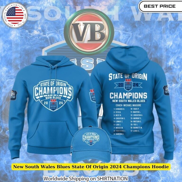 New South Wales Blues State Of Origin 2024 Champions Hoodie for Diehard Fan