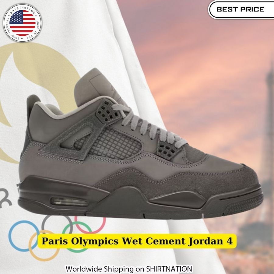 Paris Olympics Wet Cement Jordan 4 Basketball shoes