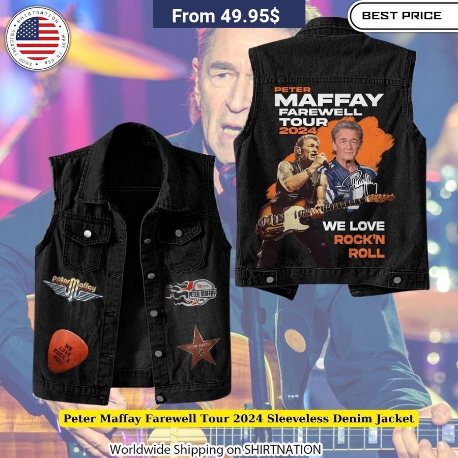 Peter Maffay Farewell Tour 2024 Sleeveless Denim Jacket Classic sleeveless denim jacket