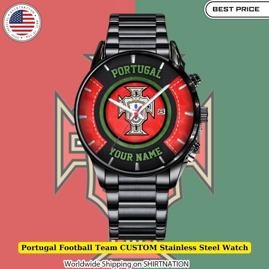Portugal Football Team CUSTOM Stainless Steel Watch Perfect Gift for Fans