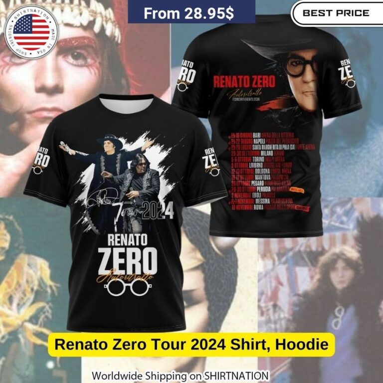 Soft, breathable, and built to last, the Renato Zero 2024 tour shirt is a must-have for any devoted fan looking to showcase their love for the Italian icon.