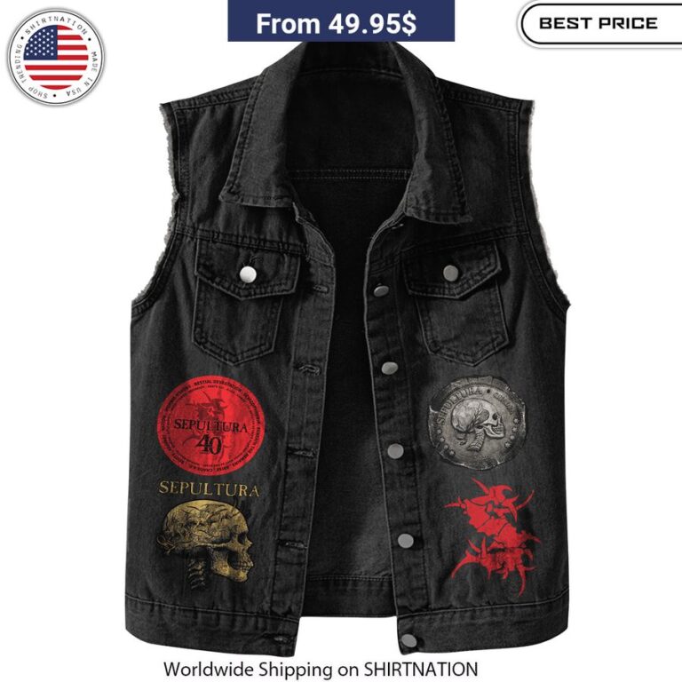 Sepultura 40 Years Tour Sleeveless Denim Jacket Premium quality materials