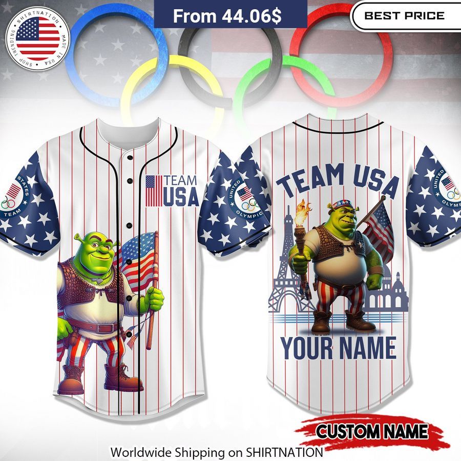 Shrek Team USA Olympic 2024 CUSTOM Baseball Jersey Vibrant colors