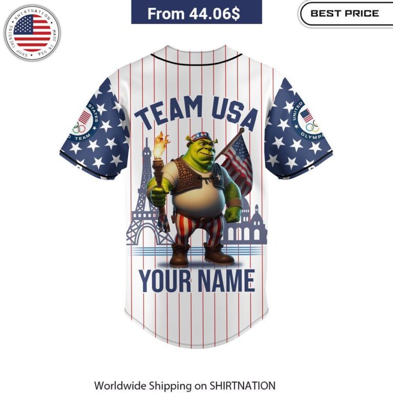 Shrek Team USA Olympic 2024 CUSTOM Baseball Jersey Perfect present