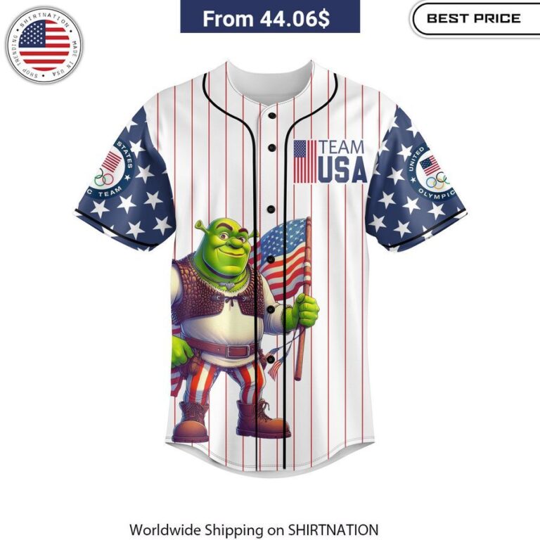 Shrek Team USA Olympic 2024 CUSTOM Baseball Jersey Easy-care, durable