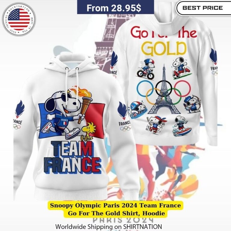 Snoopy Olympic Paris 2024 Team France Go For The Gold Shirt, Hoodie VSporty athletic wear with classic cartoon charm