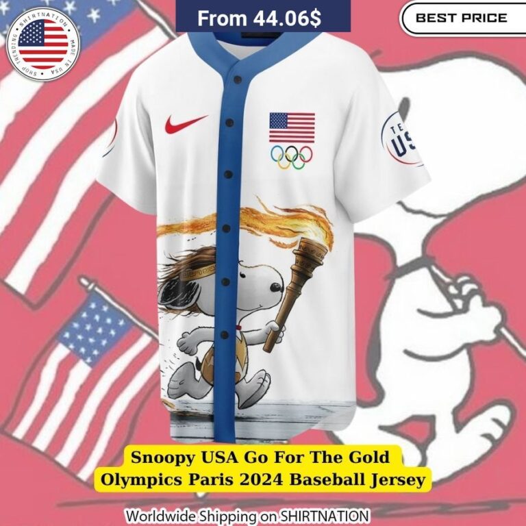 Snoopy USA Go For The Gold Olympics Paris 2024 Baseball Jersey Unisex apparel