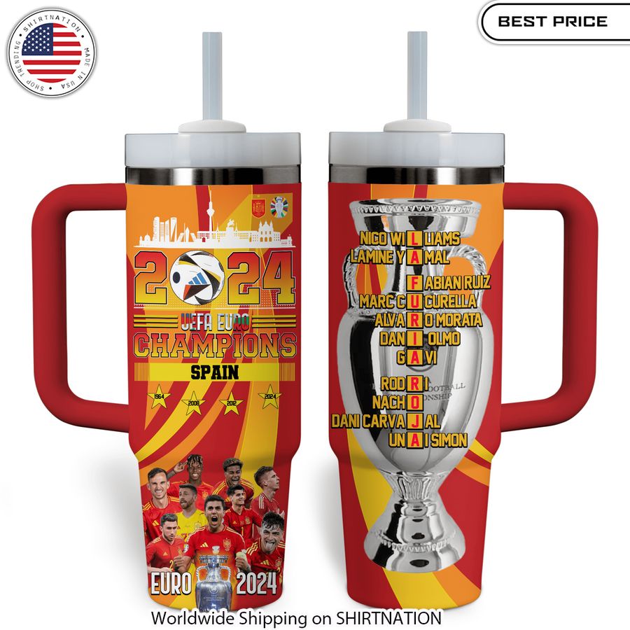 Spain EURO 2024 Champions Stanley Tumbler with Straw Commemorative drinkware masterpiece
