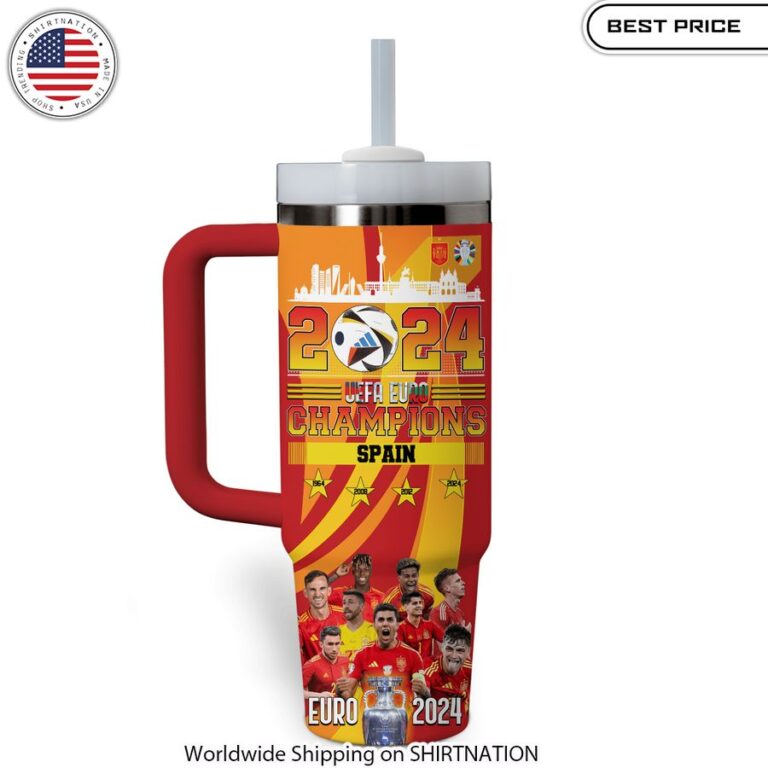 Spain EURO 2024 Champions Stanley Tumbler with Straw Sleek and stylish portable design