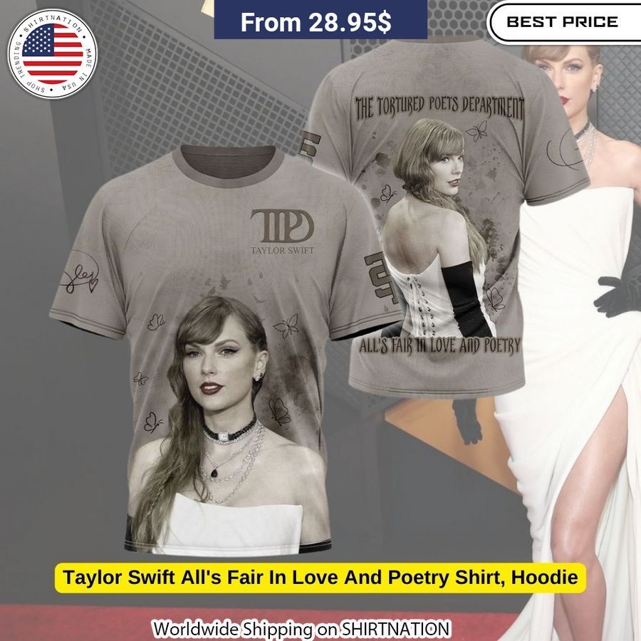 Show your love for Taylor Swift's witty lyrics in this stylish All's Fair In Love And Poetry shirt featuring iconic imagery.